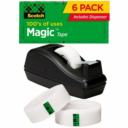 3M  Tape Value Pack,1" Core,3/4"x1000,6/PK,BK Dispenser
