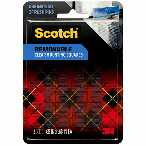 3M  Adhesive Mounting Squares,Removable,.68"x.68",35/PK,Clear
