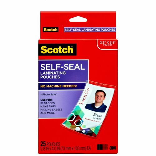 3M  ID Pouches, Clip, Landscape, 2-7/8"x3-7/8", 25/PK, Clear