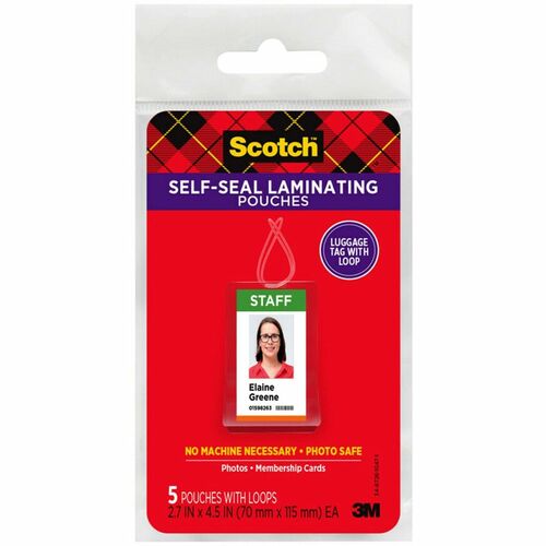3M  Self-Laminating Luggage Tags,4-9/16"x2-3/16",5/PK,Clear
