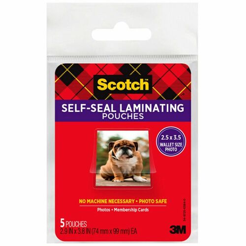 3M  Laminating Shts,Photo Safe,2-Sided,2-1/2"x3-1/2",5/PK,CL