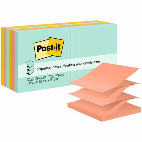 3M  Post-it Notes Refills, 3"x3", 100 Sht/PD,12/PK, Marseille