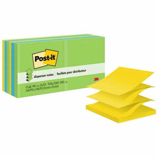 3M  Post-it Notes Refills, 3"x3",100 SH/PD, 12/PK, Jaipur