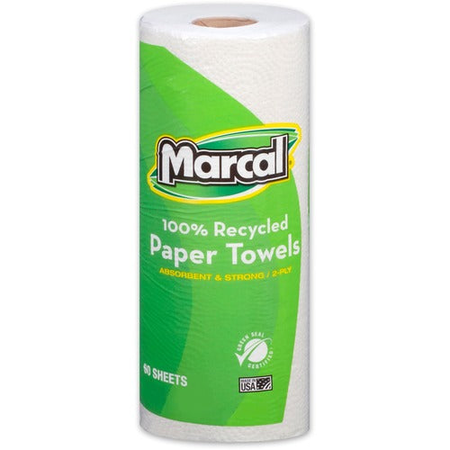 Marcal Paper Mills, Inc  Paper Towels,2-Ply,11"x9",60 Sheets/Roll,15 Roll/CT,White