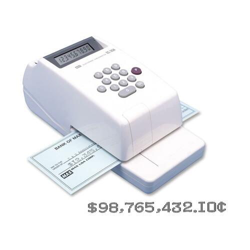 Max USA  Electronic Check Writer, 10-Digit, Platinum/Gray