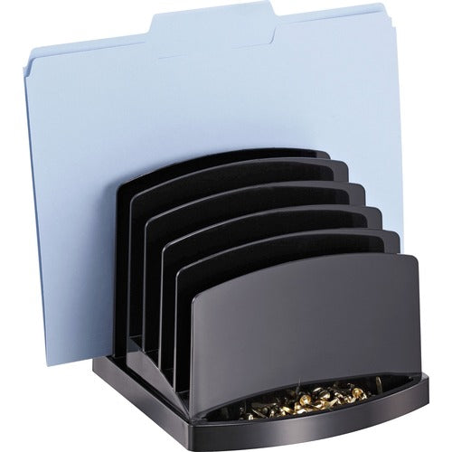 Officemate  Incline Sorter, 6 Slots,Clip Holder,7-1/2"x7-1/2"x6-3/8", BK
