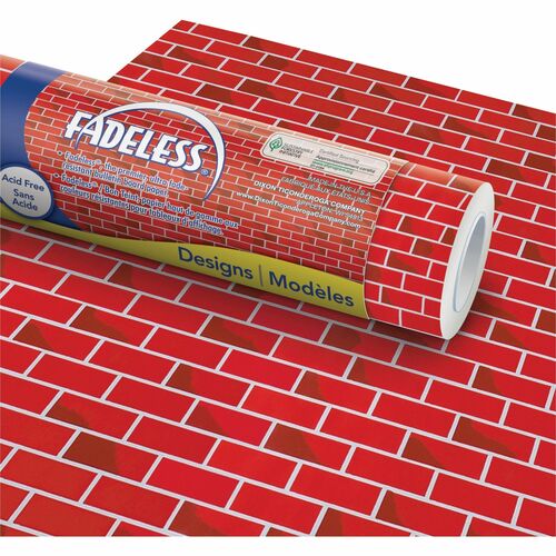 Pacon  Fadeless Paper Roll, Tu-Tone Brick Design, 48"x50', Brick