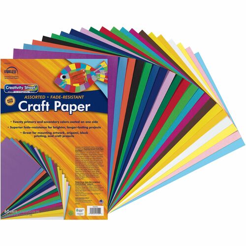 Pacon  Fadeless Sheets, 12"x18", 60 Sh/PK, 20 Assorted Colors