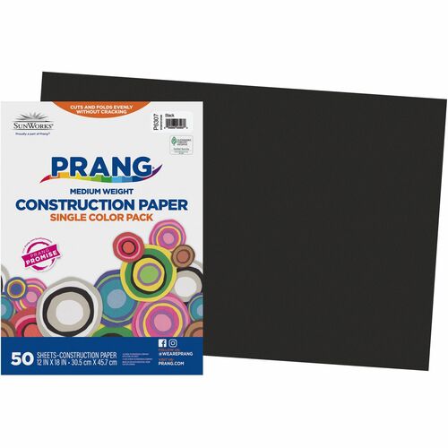 Pacon  Construction Paper,Smooth Textured,12"x18",50/PK,Black