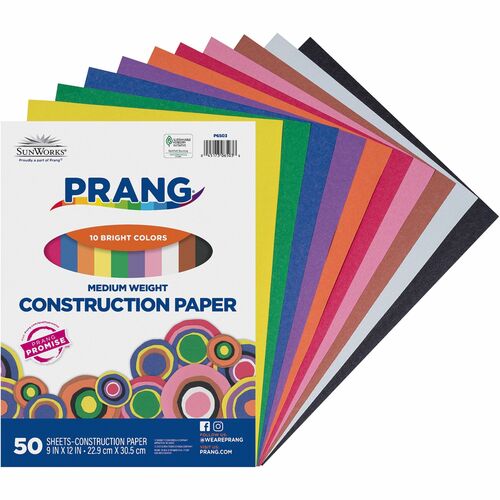 Pacon  Construction Paper,Smooth Textured,9"x12",50/PK,Assorted