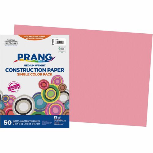 Pacon  Construction Paper,Smooth Textured,12"x18",50/PK,Pink