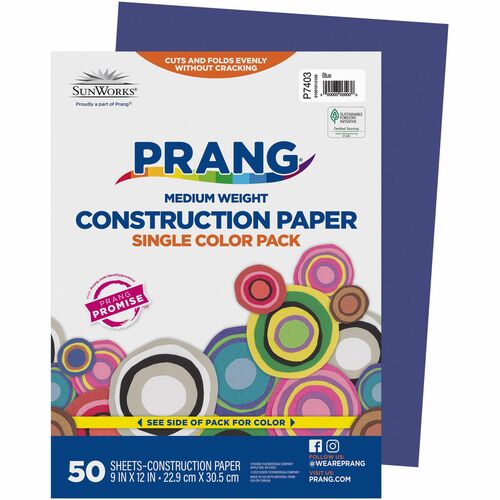 Pacon  Construction Paper,Smooth Textured,9"x12",50/PK,Blue