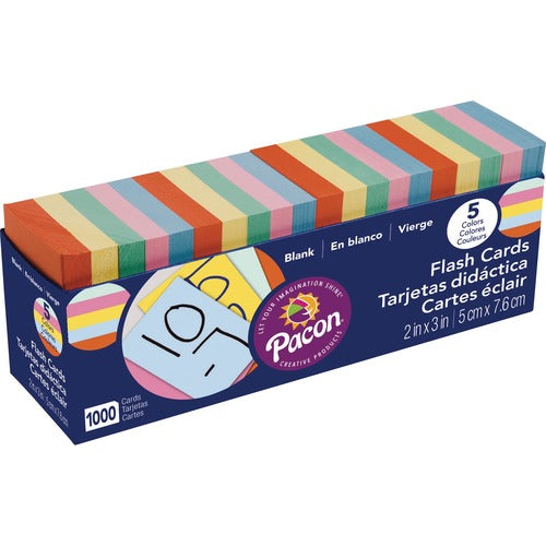 Pacon  Blank Flash Cards, 2"x3", 1000/PK, Assorted Colors