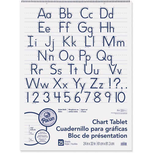 Pacon  Chart Tablet,Manuscript Cvr,1-1/2" Ruled,24"x32",25Sht,WE