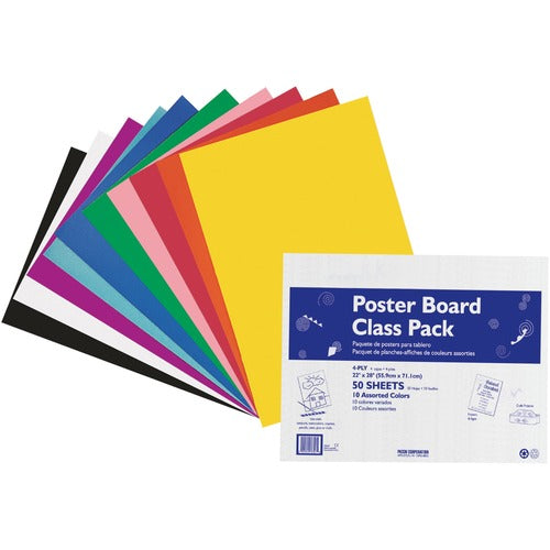 Pacon  Posterboard, 4-Ply, 22"x28", 50/CT, Assorted