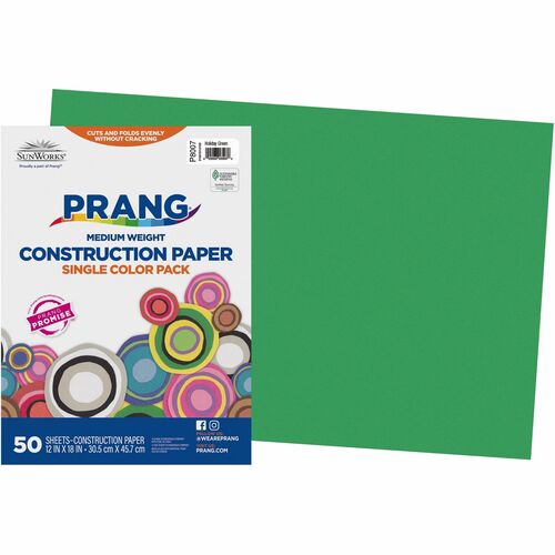 Pacon  Construction Paper,Smooth Textured,12"x18",50/PK,Holiday GN