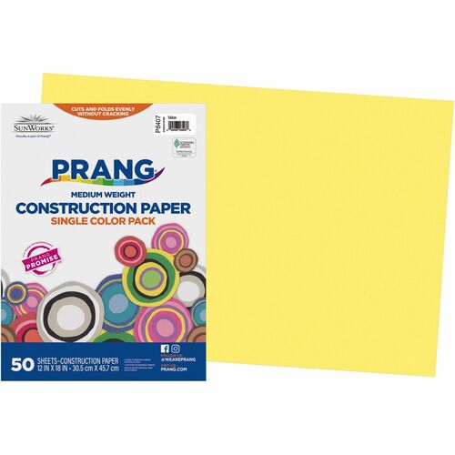 Pacon  Construction Paper,Smooth Textured,12"x18",50/PK,Yellow