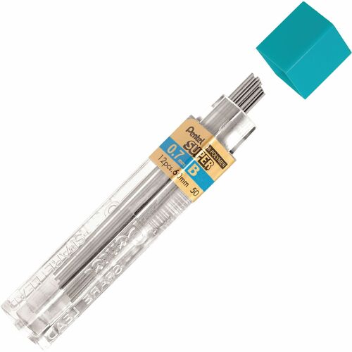 Pentel  Hi-Polymer Lead, 0.7 mm, Medium, B, Black, 12ea/TB