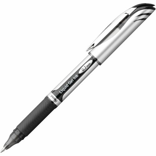Pentel  Liquid Gel Pen, Refillable, .7mm, Black Barrel/Ink