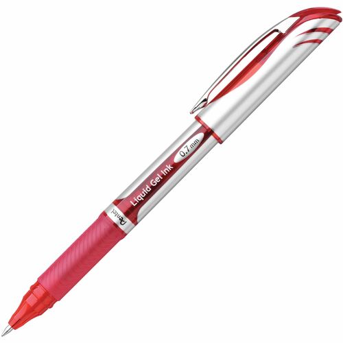 Pentel  Liquid Gel Pen, Refillable, .7mm, Red Barrel/Ink