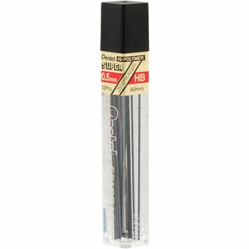 Pentel  Hi-Polymer Lead, 0.5 mm, Fine, HB, 12/TB, Black