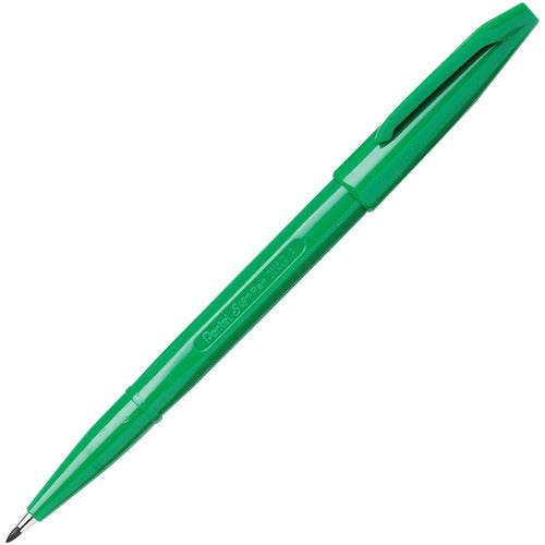 Pentel  Sign Pens, Fiber Tip, Bold Point, Green Barrel/Ink