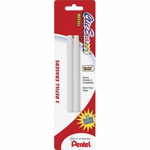 Pentel  Eraser Refill, Nonabrasive, 2/PK, White