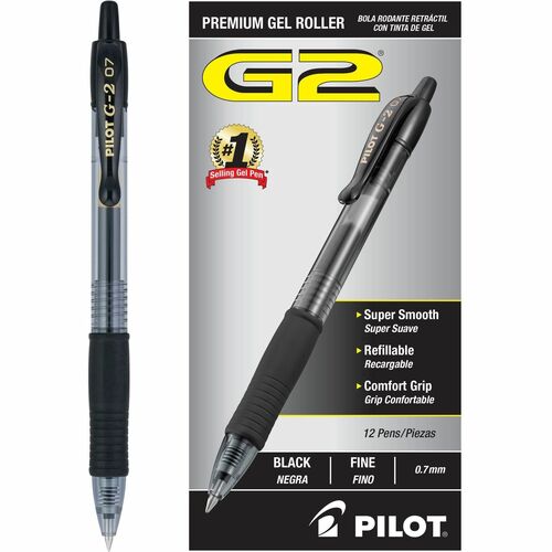 Pilot  Gel Pen,Retractable/Refillable,Fine Point,Black Ink