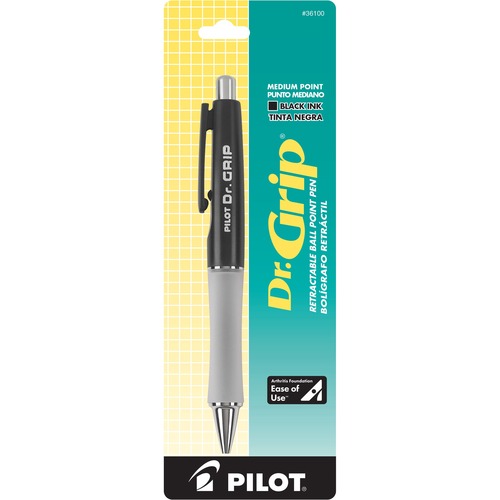 Pilot  Pen,Ballpoint,Retractable,1.0mm,Med Pt,BK Barrel,BK Ink