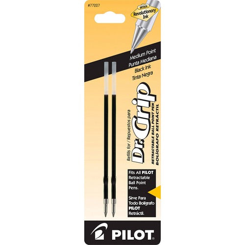 Pilot  Refills, f/Retractable Gel Pens, Medium Point, 2/PK, BK Ink