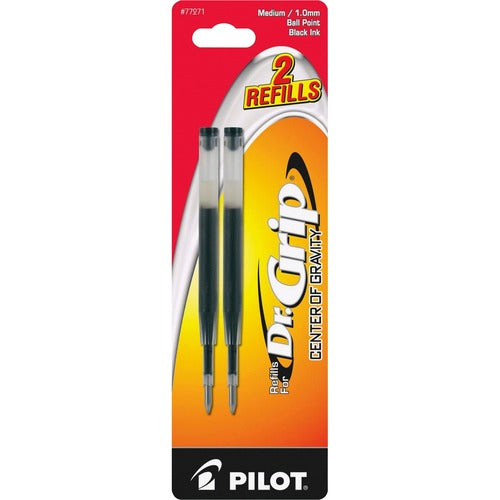 Pilot  Refill, f/Dr. Grip Center of Gravity Pen, Med, 2/PK, Black