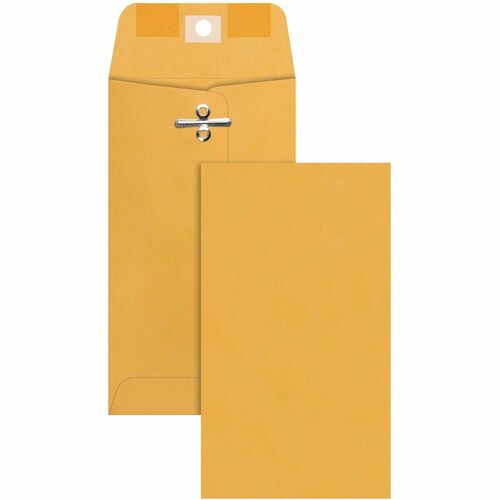 Quality Park  Clasp Envelopes, Gummed, 28Lb, 3-3/8"x6", 100/BX, Kraft