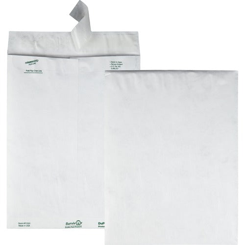 Quality Park  Tyvek Open-End Envelope, Plain, 9-1/2"x12-1/2", 100/BX,White