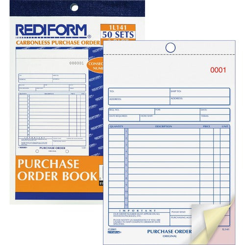 Rediform  Purchase Order Form, Vertical Format, 3-Part, 5-1/2"x7-7/8"