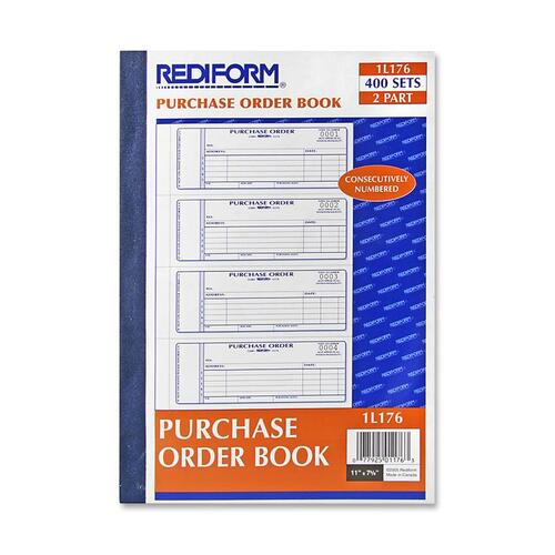 Rediform  Purchase Order Form,Vertical,2-Part,4/Pg, 2-3/4"x7",400ST/BK