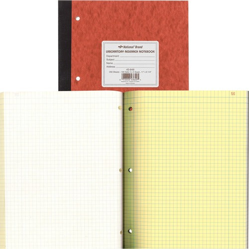 Rediform  Lab Notebook,No Carbon,4x4 Quad,200 Shts,9-1/4"x11",Brown