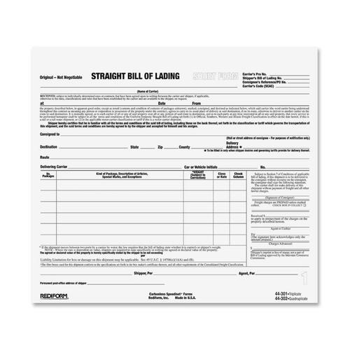 Rediform  Snap A Way BOL Form,3-Part, 8-1/2"x7",250 ST/PK