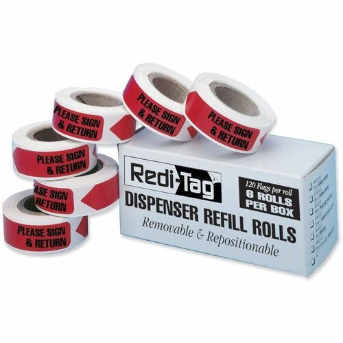 Redi-tag  Refill Flag Rolls, PLEASE SIGN & RETURN, 3/16"x1", 6/BX, RD