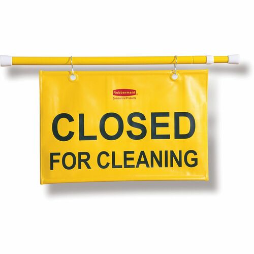 Rubbermaid Commercial Products  Safety Sign, "Closed for Cleaning", Extends 49-1/2", Yellow