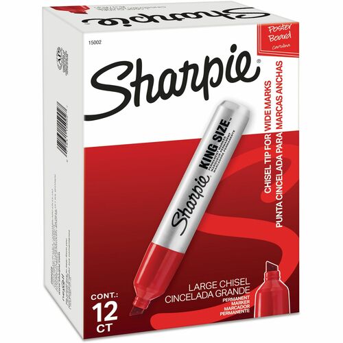 Newell Brands  Marker, Permanent, King Size, Chisel Point, Red Ink