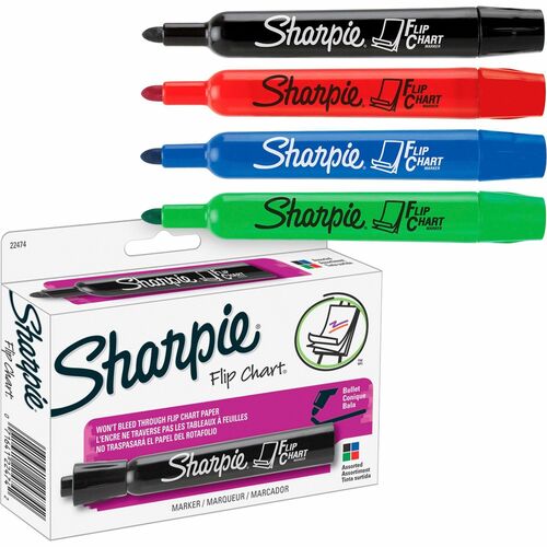 Newell Brands  Flip Chart Marker, Bullet Point, 4/ST, Assorted