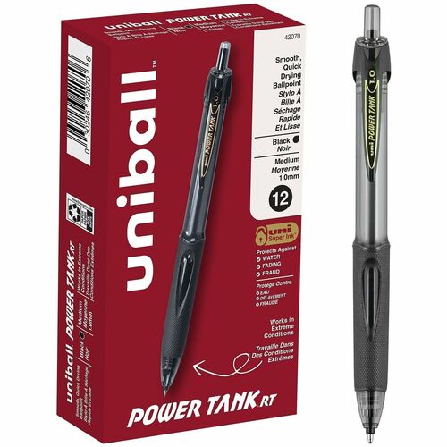 uni-ball Corporation  Pen, Ballpoint, Power Tank RT, 1.0mm, Black Ink/Barrel