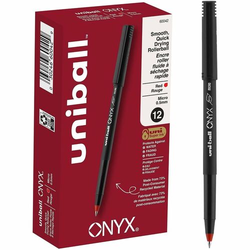 uni-ball Corporation  Rollerball Pen,Nonrefillable,0.5mm,Red Ink/BK Barrel