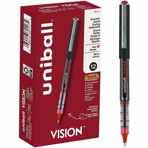 uni-ball Corporation  Pen, Rollerball, Nonrefillable, 0.5 mm, 1 Dozen,Red Ink