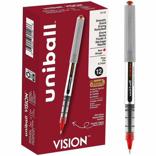 uni-ball Corporation  Pen, Rollerball, Nonrefillable, 0.7 mm, 1 Dozen,Red Ink