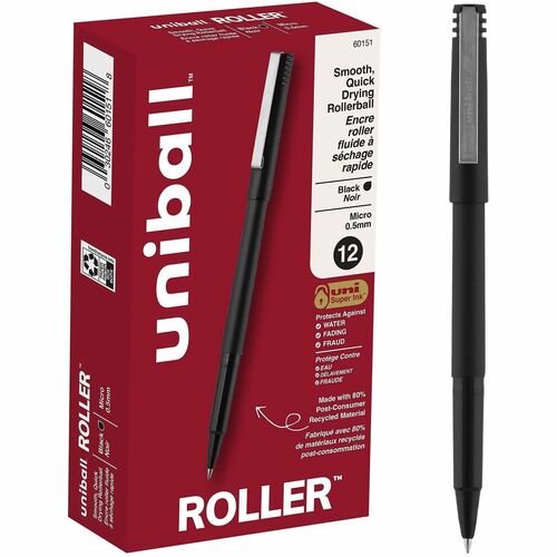 uni-ball Corporation  Rollerball Pen, Micro Point, 0.5mm, Black Ink