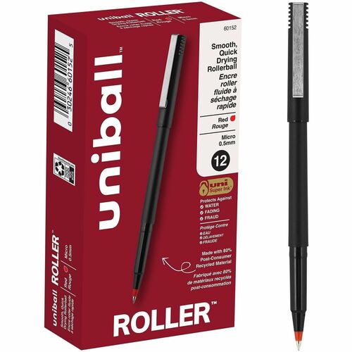 uni-ball Corporation  Rollerball Pen, Micro Point, 0.5mm, Red Ink