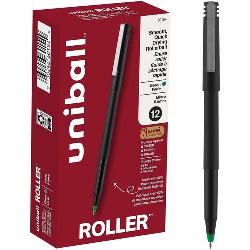 uni-ball Corporation  Rollerball Pen, Micro Point, 0.5mm, Green Ink