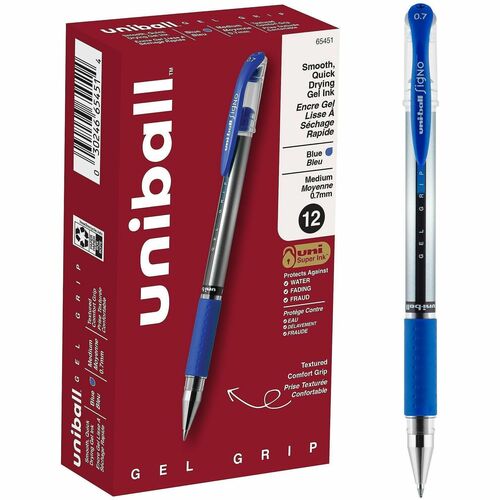 uni-ball Corporation  Pen, Gel, Gel Grip, 0.7mm, Blue Ink, Silver/Blue Barrel