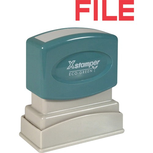 Shachihata Inc  "File" Pre-inked Stamp, 1/2"x1-5/8" Impression, Red Ink